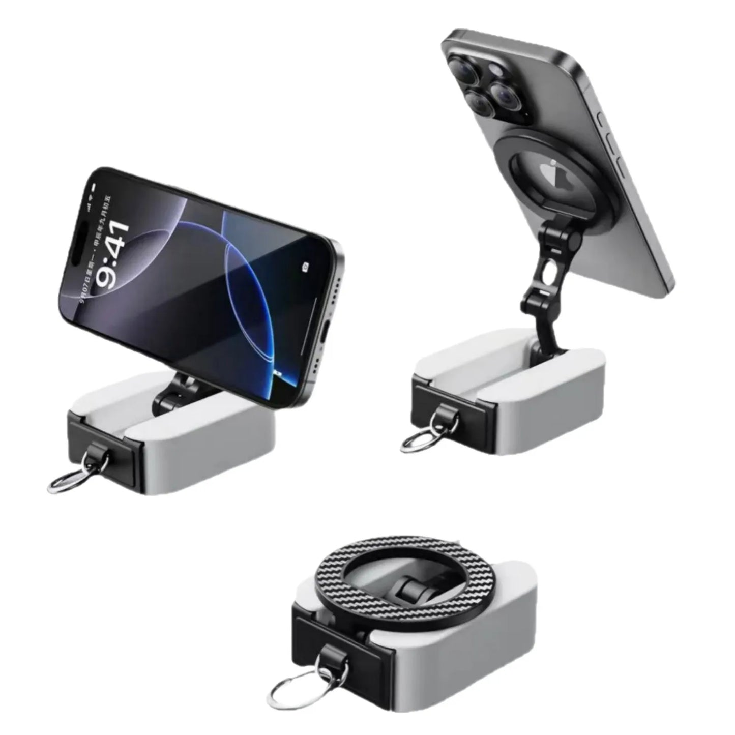 Foldable Magnetic Phone Holder – Portable Travel Stand for Desk, Airplane & Train