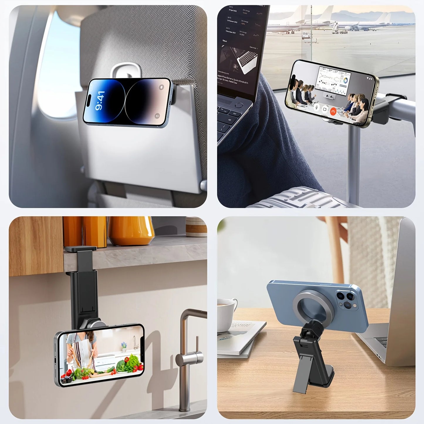 Magnetic Phone Holder for Airplane & Desk – Hands-Free Travel Essential