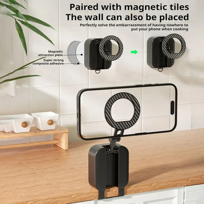 Foldable Magnetic Phone Holder – Portable Travel Stand for Desk, Airplane & Train