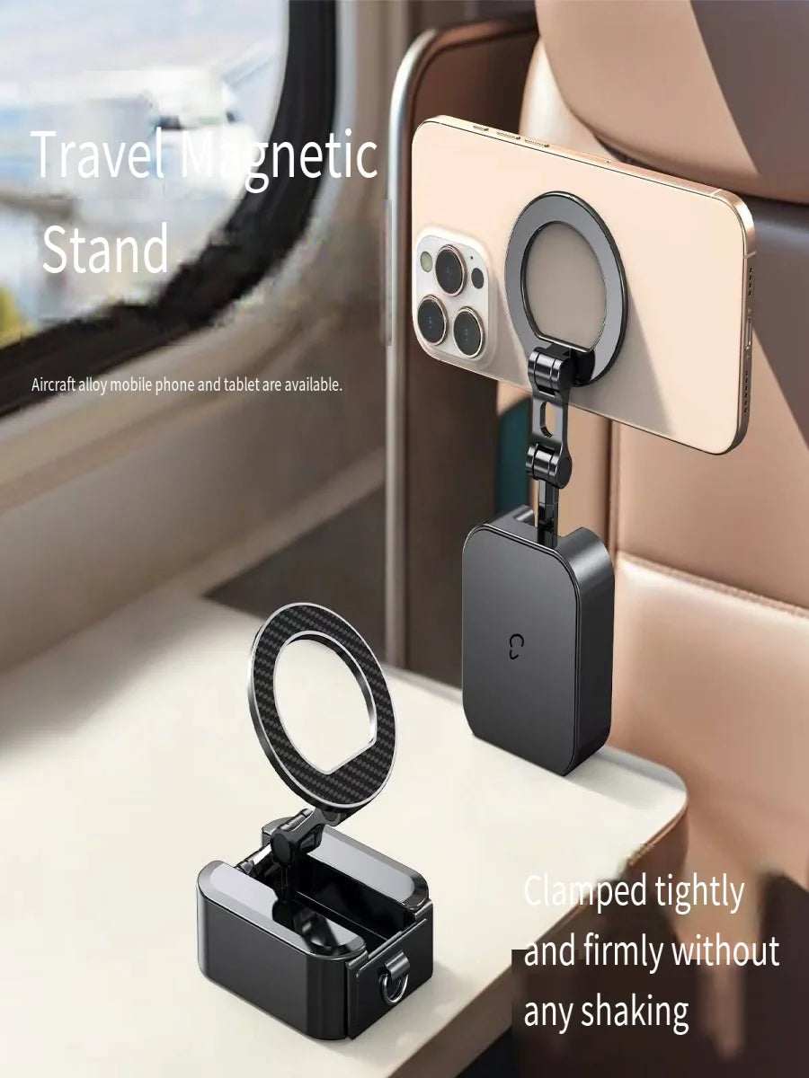 Foldable Magnetic Phone Holder – Portable Travel Stand for Desk, Airplane & Train