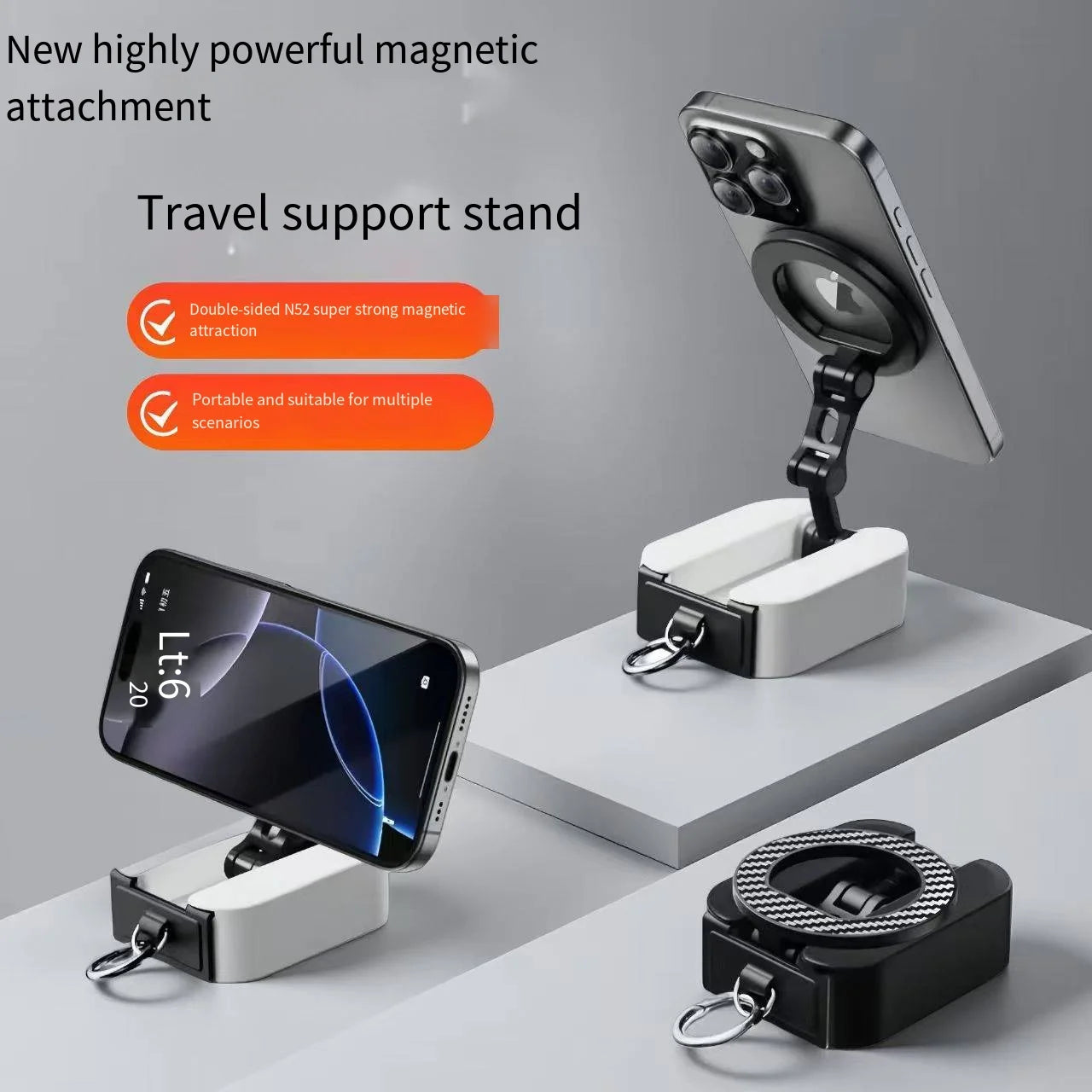 Foldable Magnetic Phone Holder – Portable Travel Stand for Desk, Airplane & Train