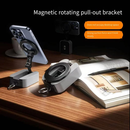 Foldable Magnetic Phone Holder – Portable Travel Stand for Desk, Airplane & Train