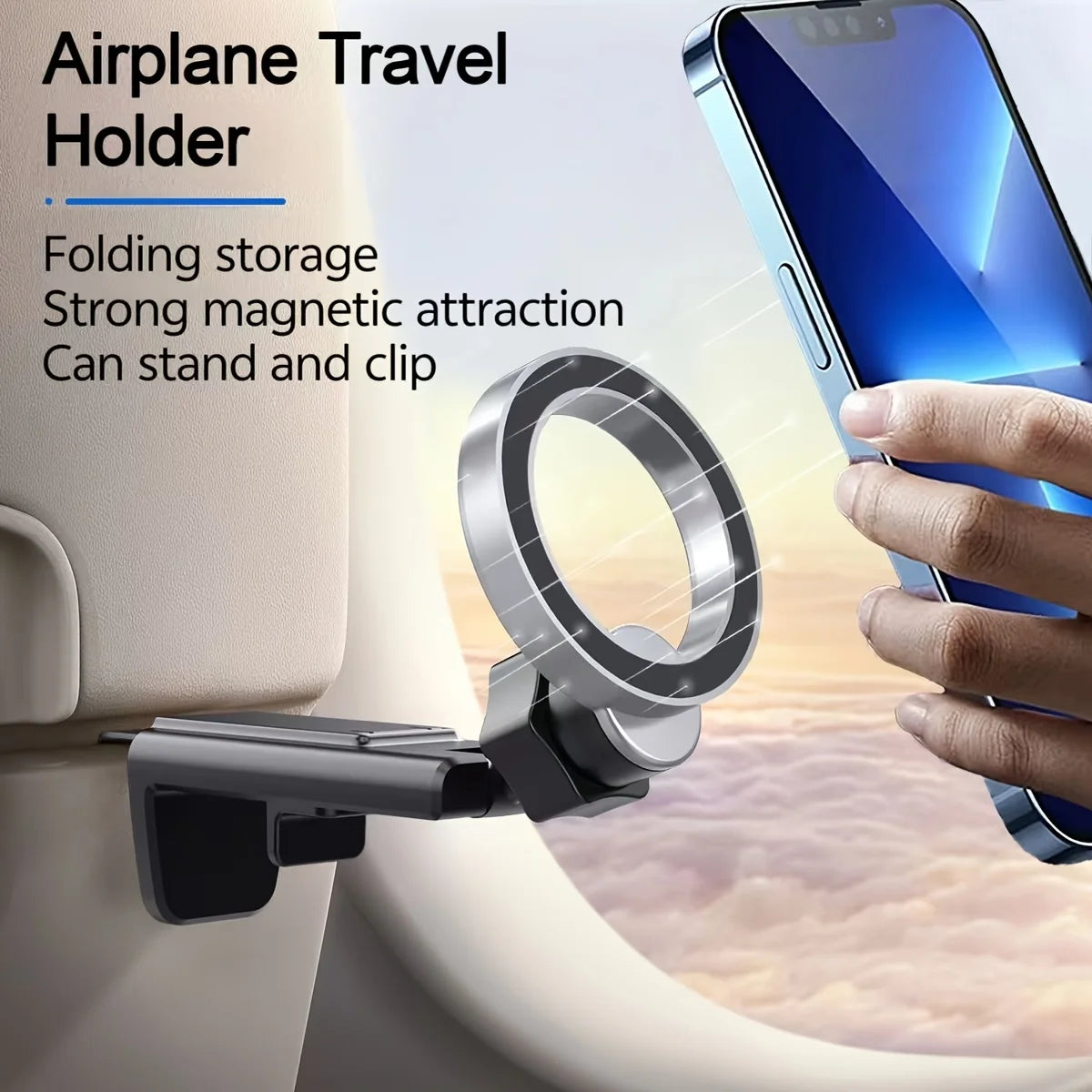 Magnetic Phone Holder for Airplane & Desk – Hands-Free Travel Essential